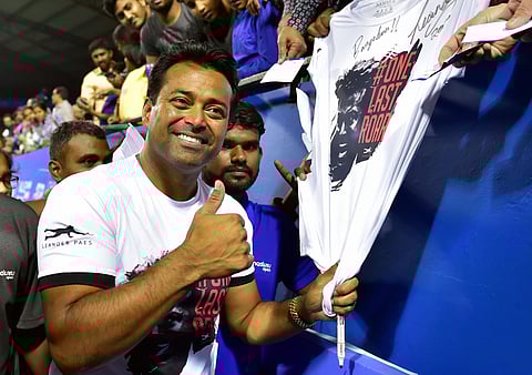 Veteran Leander Paes' final ATP Tour match on home soil ended on a disappointing note as he and his partner Matthew Ebden lost to Indian pair of Purav Raja and Ramkumar Ramanathan in the men's doubles final of the Bengaluru Open here on Saturday. (Photo |
