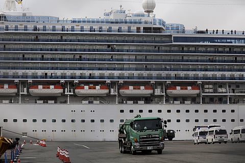 The quarantined Diamond Princess cruise ship is docked at a port, Saturday, Feb. 15, 2020, in Yokohama, near Tokyo.  (Photo | AP)
