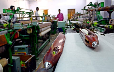 Workers at power looms unit near Mangalam in Tirupur. (File Photo | EPS)