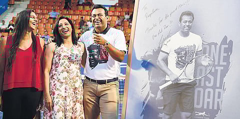 (From left) Reshma Millet, Ashwini Nachappa and Leander Paes at the Bangalore Open at Karnataka State Lawn Tennis Association (Photo | Shriram BN, EPS)