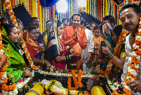 Maharashtra CM Uddhav Thackeray visits the birthplace of legendary Maratha warrior Chhatrapati Shivaji Maharaj on the occasion of his birth anniversary at Shivneri Fort in Pune. (Photo| PTI)