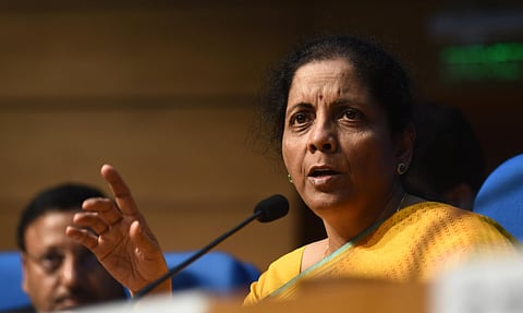 Finance Minister Nirmala Sitharaman during the post-budget press conference in New Delhi. (Photo| Parveen Negi, EPS)