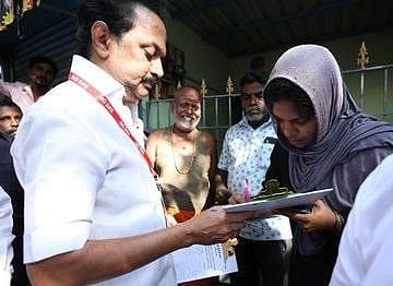 DMK president M K Stalin during 'one crore signature campaign against CAA, NRC and NPR in Chennai. (Photo | Twitter)