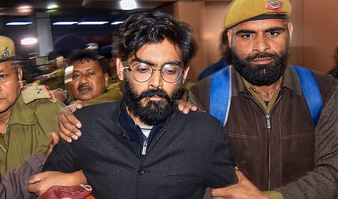 Imam former student of JNU being brought by Assam Crime Branch and Delhi police from Tihar Jail for his alleged controversial remark on North East States at Guwahati Railway station in Guwahati Thursday Feb. 20 2020. (Photo | PTI)