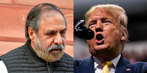 Senior Congress spokesperson Anand Sharma (L) and US President Donald Trump