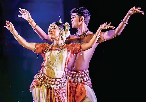 Odissi dancers Vinod Kevin and Vrinda Chaddha and (below) Sowmya, a disciple of Bharatanatyam exponent Geeta Chandran.