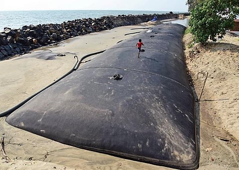 A geotube laid at Chellanam | FIle pic