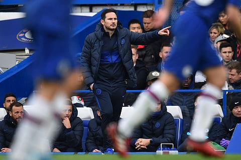 Chelsea's head coach Frank Lampard looks on during the English Premier League football match between Chelsea and Tottenham Hotspur at Stamford Bridge in London on February 22 2020.  (Photo | AFP)