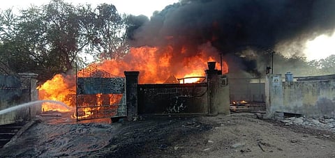 A thinner manufacturing unit at Bowenpally where the fire broke out on Saturday. (Photo| EPS)