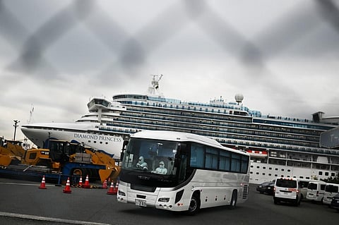 The Indian embassy had on Saturday said that Indians, who are still onboard the ship, will be tested for the virus infection along with others after all the healthy passengers have disembarked. (Photo | AFP)