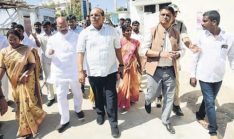 CS Somesh Kumar, MAUD Principal Secretary Arvind Kumar participate in Pattana Pragathi on the city outskirts on Monday