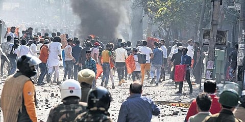 Vehicles set on fire during the violence that engulfed Delhi. (Photo | Parveen Negi, EPS)
