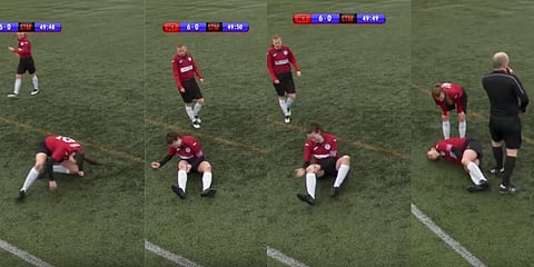 WATCH | Woman footballer bashes dislocated kneecap back, finishes match