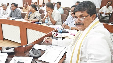 Food and Civil Supplies Minister K Gopalaiah held a review meeting at Vikasa Soudha on Tuesday | nagaraja gadekal