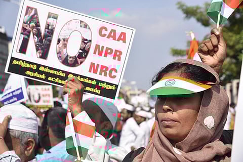 People protesting against CAA, NPR and NRC. (Photo | R Satish Babu, EPS)