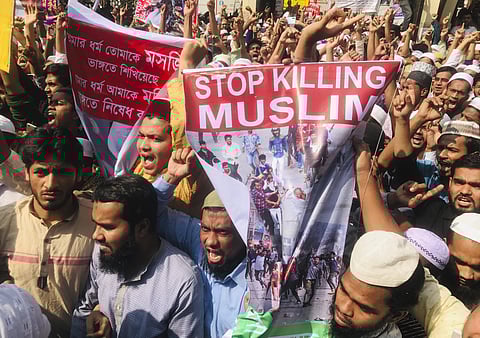 Bangladeshis protest against the communal violence in New Delhi, after Friday prayers in Dhaka, Bangladesh, Friday, Feb. 28, 2020. (Photo | AP)