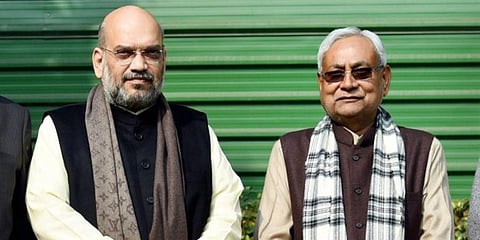Union Home Minister Amit Shah with Bihar CM Nitish Kumar (Photo | PTI)
