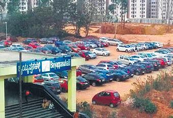 The parking lot at Baiyappanahalli Metro station