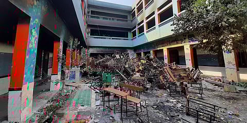 A damaged school at Shiv Vihar in North-east Delhi on Wednesday.(File photo| Shekhar Yadav, EPS)
