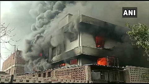 Fire broke out due to an explosion in the boiler of a chemical factory in haryana's Bahadurgarh industrial area. (File photo| ANI)