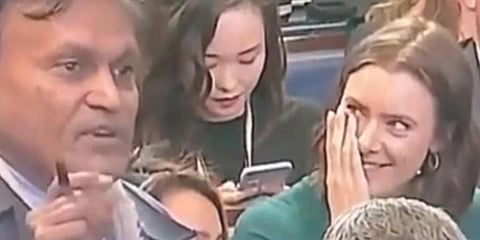 In the viral video, the Indian reporter could be seen asking a question to Trump. (Photo | Twitter)