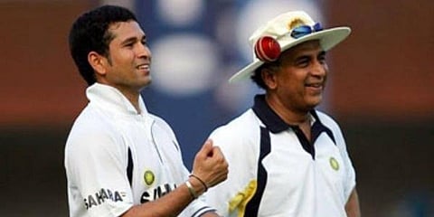 Cricket legends Sunil Gavaskar (L) and Sachin Tendulkar (File Photo | AFP)