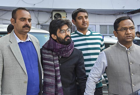 Former JNU student and CAA activist Sharjeel Imam accused of allegedly making inflammatory statements is taken to court. (Photo | PTI)