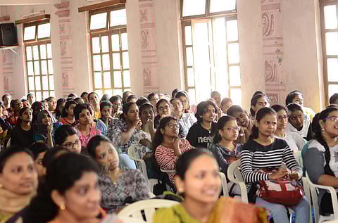 Students of St Pious Degree College in the city at the ‘Women Safety’ event on Saturday