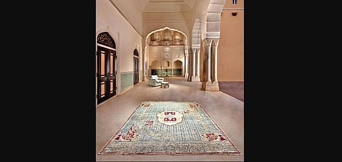 A carpet from the Durbar Gaadi Masand series from the Raghvendra Rathore-Obeetee collection