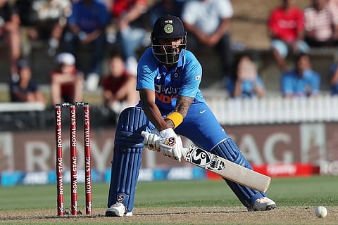 KL Rahul bats during the first One Day International cricket match between New Zealand and India at Seddon Park in Hamilton. (Photo | AP)