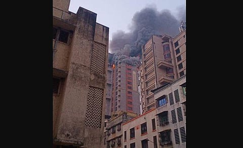 Navi Mumbai building where massive fire broke out. (Photo  |ANI)