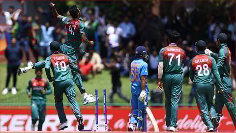 Bangladesh choked India to a meagre 177 in 47.2 overs. (Twitter Photo)