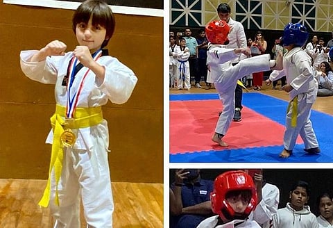 Superstar Shah Rukh Khan shared his youngest son AbRam's pictures on social media on Sunday. (Photo | Instagram)