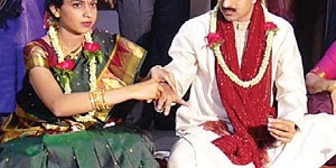 File photo of Shubha and her fiance Girish.