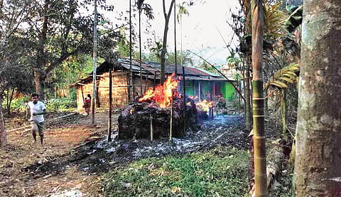 Glimpses of the violence that took place at Ichamati in East Khasi Hills. (Photo | EPS)