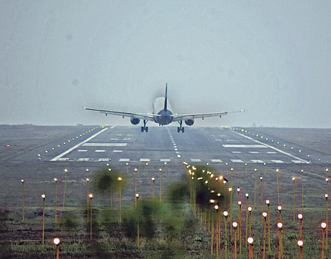 Plane landing. (Photo | BISWANATH SWAIN)