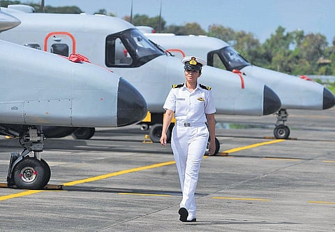 Sub-lieutenant Shivangi, who joined operational duties, has managed to break into what was until then a male preserve. (Photo | A Sanesh, EPS)