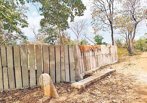 Elephant barricades and pillars at Tanigebailu range of Bhadra Tiger Reserve