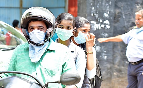 Students leaving for home after appearing for SSLC examinations at the Mar Thoma Higher Secondary School in Pathanamthitta on Tuesday. (Photo | Shajji Vettipuram/EPS)