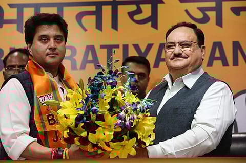 Former Congress strongman Jyotiraditya Scindia formally inducted into BJP. (Photo | EPS/Shekhar Yadav)