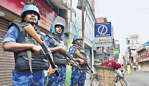 File photo of Rapid Action Force personnel deployed in Coimbatore.| Express