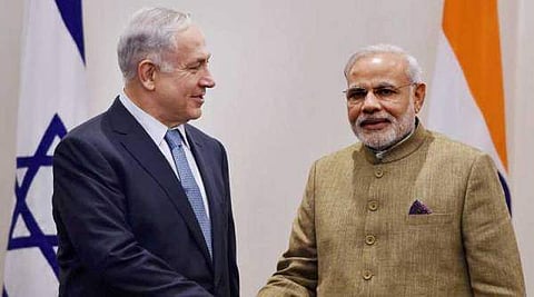 Indian Prime Minister Narendra Modi with his Israeli counterpart Benjamin Netanyahu (File Photo | AP)