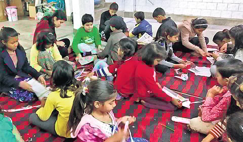 Visual artist classes in progress.