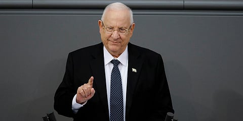 Israel's President Reuven Rivlin delivers a speech. (Photo| AP)