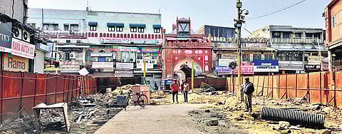 Work on the long-pending project at Chandni Chowk began in December 2018. (Photo | EPS)