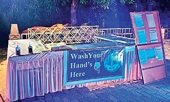 Corona kiosk at the reception venue