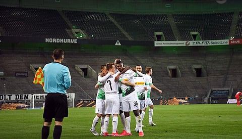 Bundesliga clash between Gladbach and Koln behind closed doors. (Bundesliga Twitter)