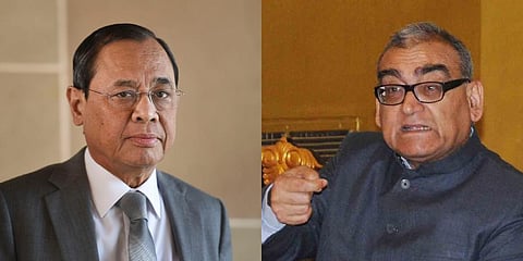 Retired Supreme Court judge Markandey Katju (R) and former CJI Ranjan Gogoi (Photo | PTI and EPS)