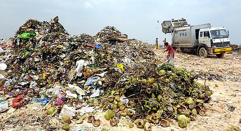 A view of the BBMP garbage dumpyard, Mandur Village. (File photo | EPS)