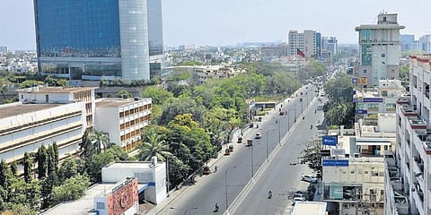 Known for its squeezing traffic routine, Anna Salai near Teynampet wore a deserted look on Wednesday since schools and colleges have shut down following a government order and people were instructed to stay indoors. (Photo | V Tharus Mani)